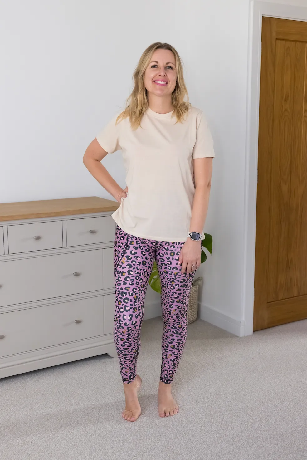 Mauve Leopard Print 2 Pocket Full Leggings