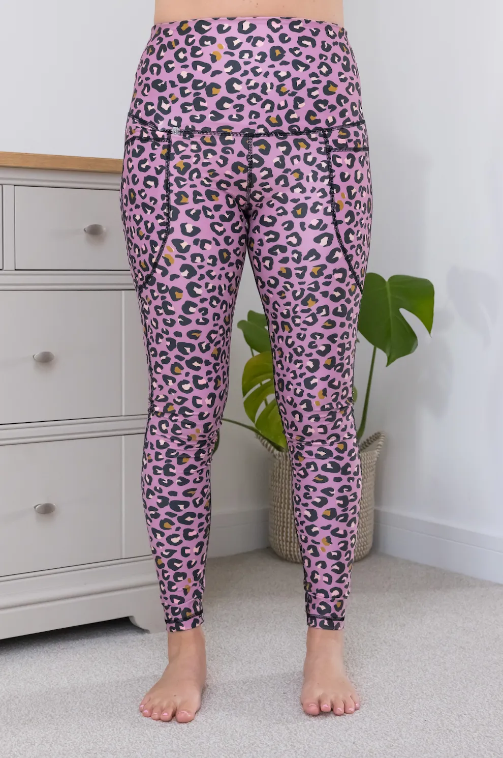 Mauve Leopard Print 2 Pocket Full Leggings