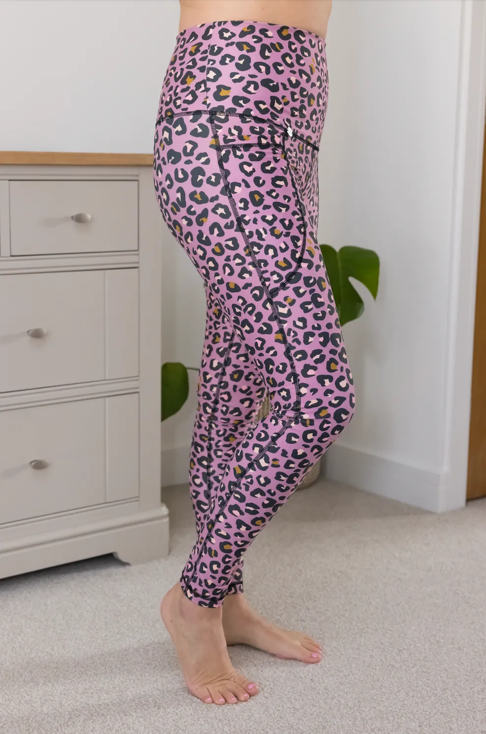 Mauve Leopard Print 2 Pocket Full Leggings