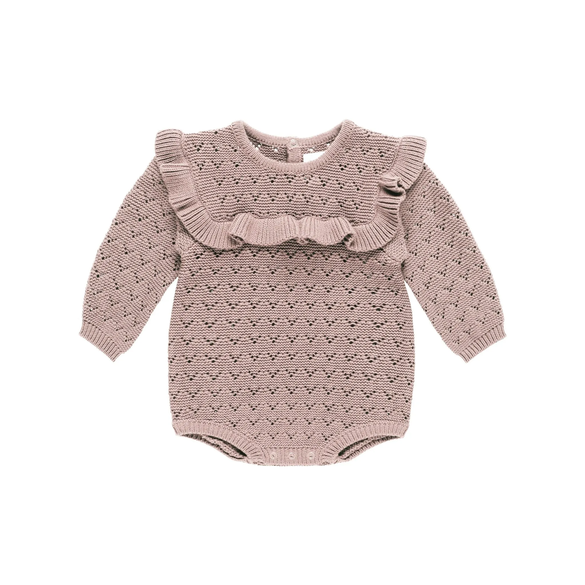 Mauve Ruffle Knit Romper | Girl