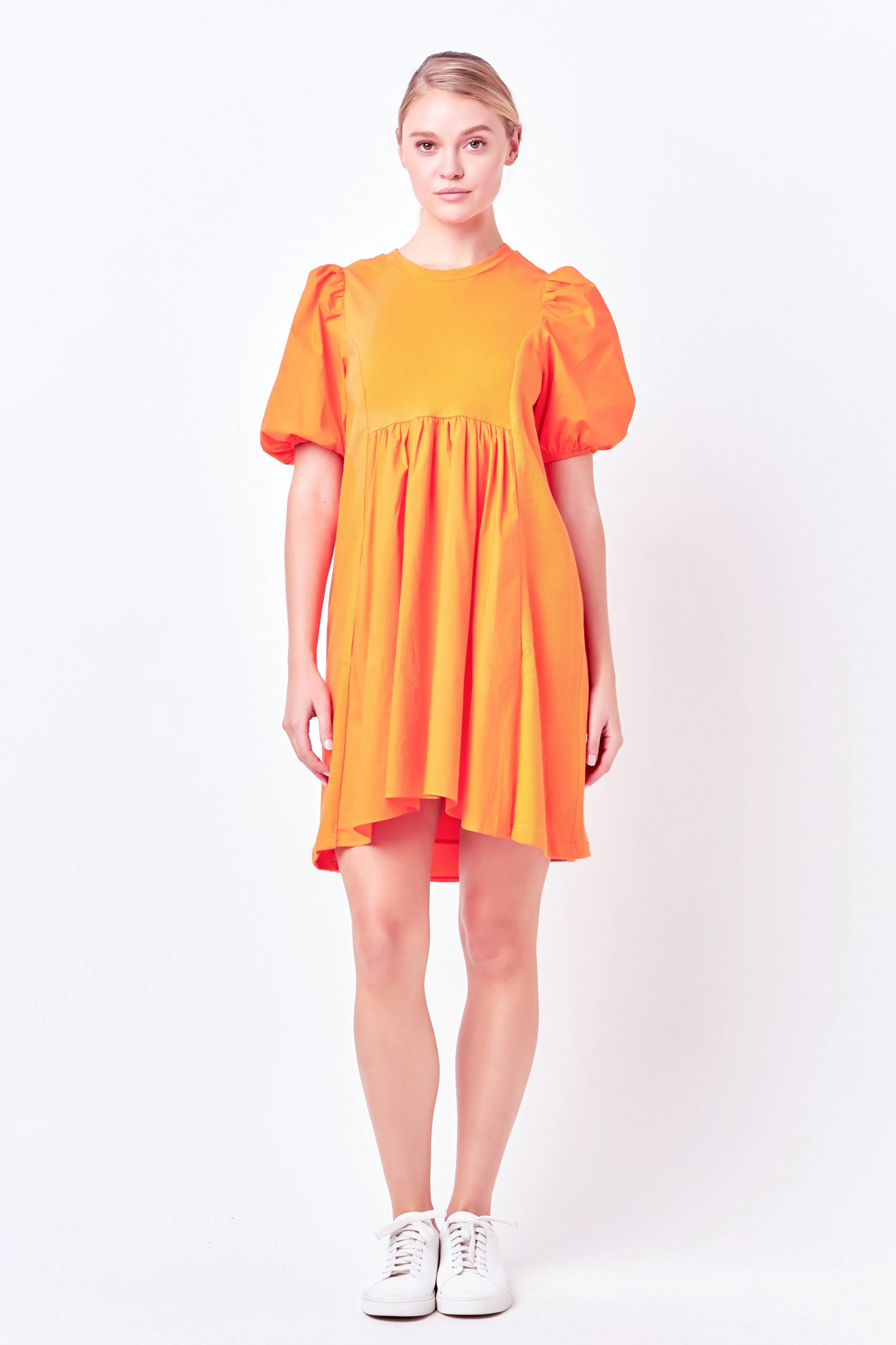 Mixed Media Babydoll Mini Dress