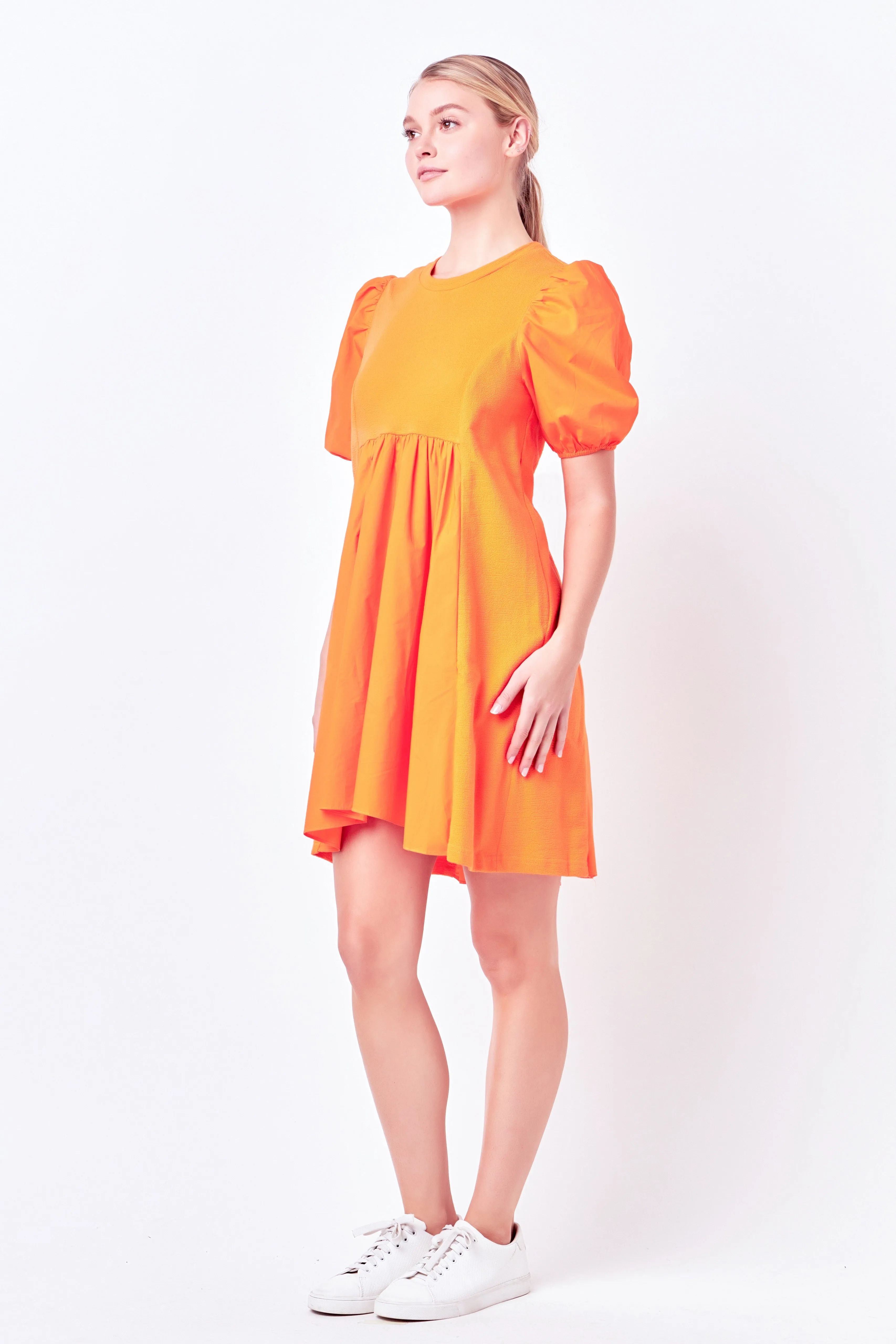 Mixed Media Babydoll Mini Dress