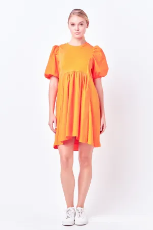 Mixed Media Babydoll Mini Dress