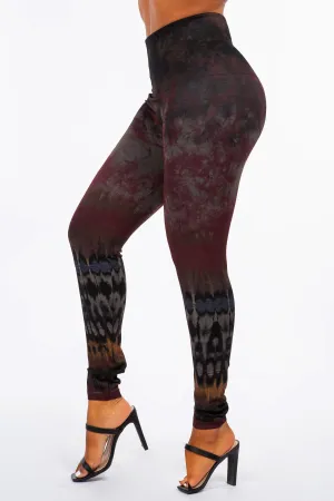 Moth Wing Tie-Dye Print Leggings