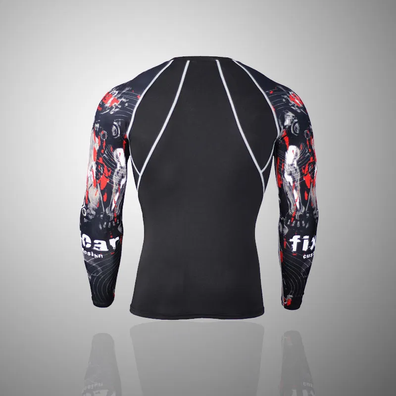 Motor City Madness Black 2 Long Sleeve No Gi BJJ Compression Rash Guard & Leggings/Spats for Jiu Jitsu, MMA, Grappling & Wrestling Kit