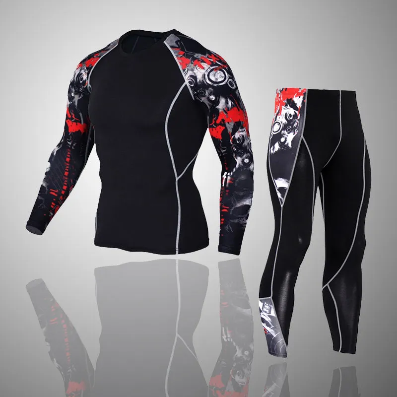 Motor City Madness Black 2 Long Sleeve No Gi BJJ Compression Rash Guard & Leggings/Spats for Jiu Jitsu, MMA, Grappling & Wrestling Kit