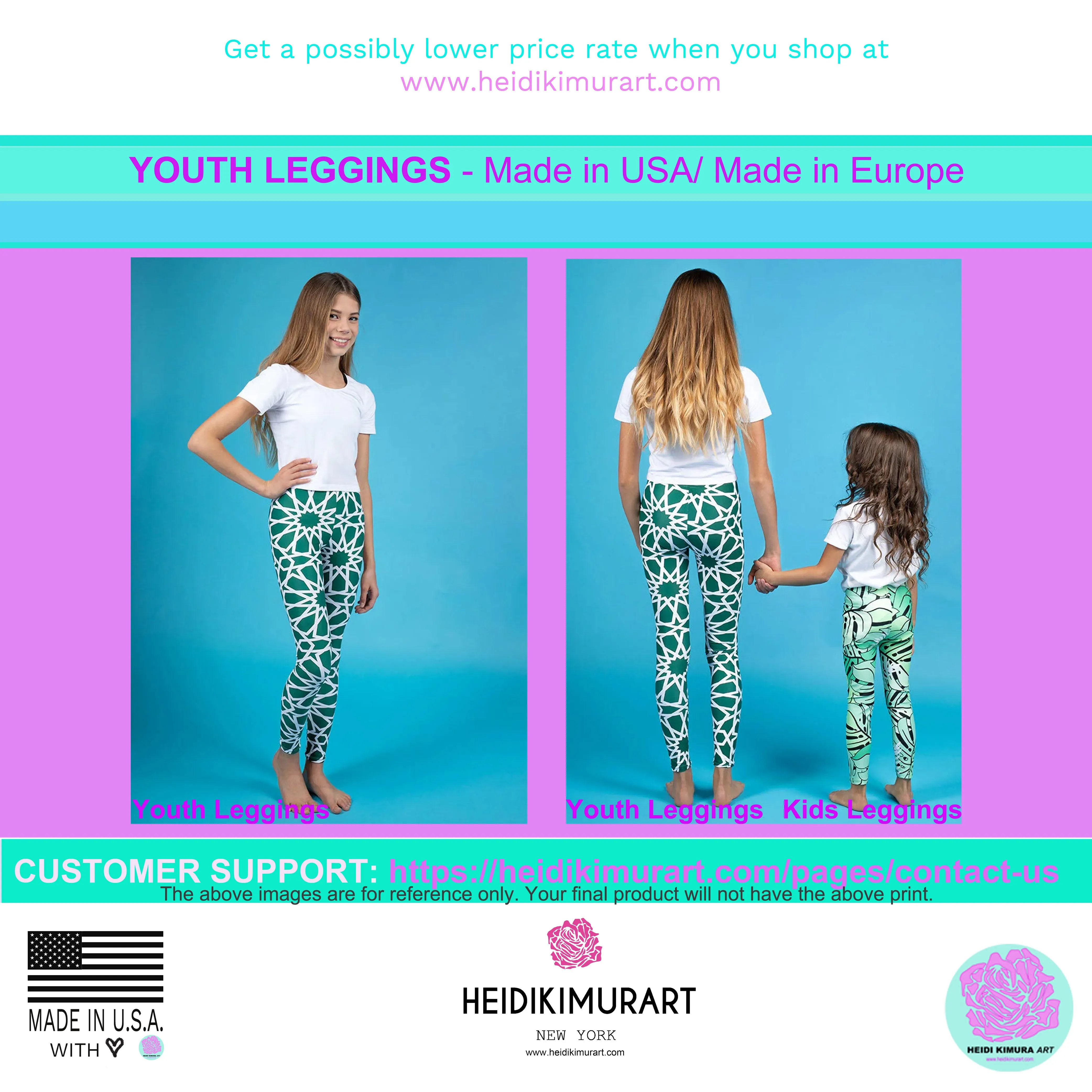 Navy Blue Solid Color Premium Youth Gym Sports Comfy Leggings Tight- Made in USA