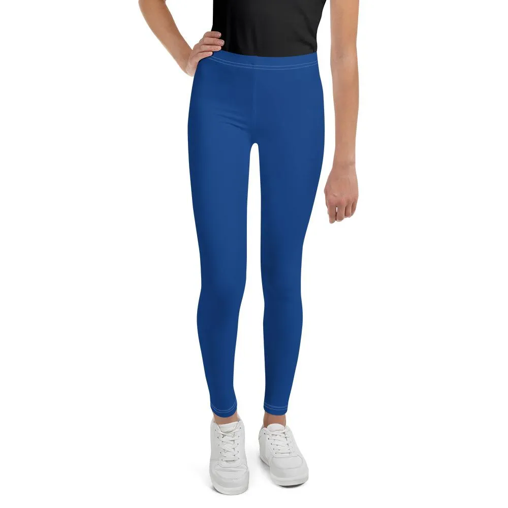 Navy Blue Solid Color Premium Youth Gym Sports Comfy Leggings Tight- Made in USA