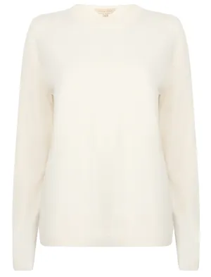 Obama2 Crew Neck Knit Jumper In Clean Cream - Plum Tree
