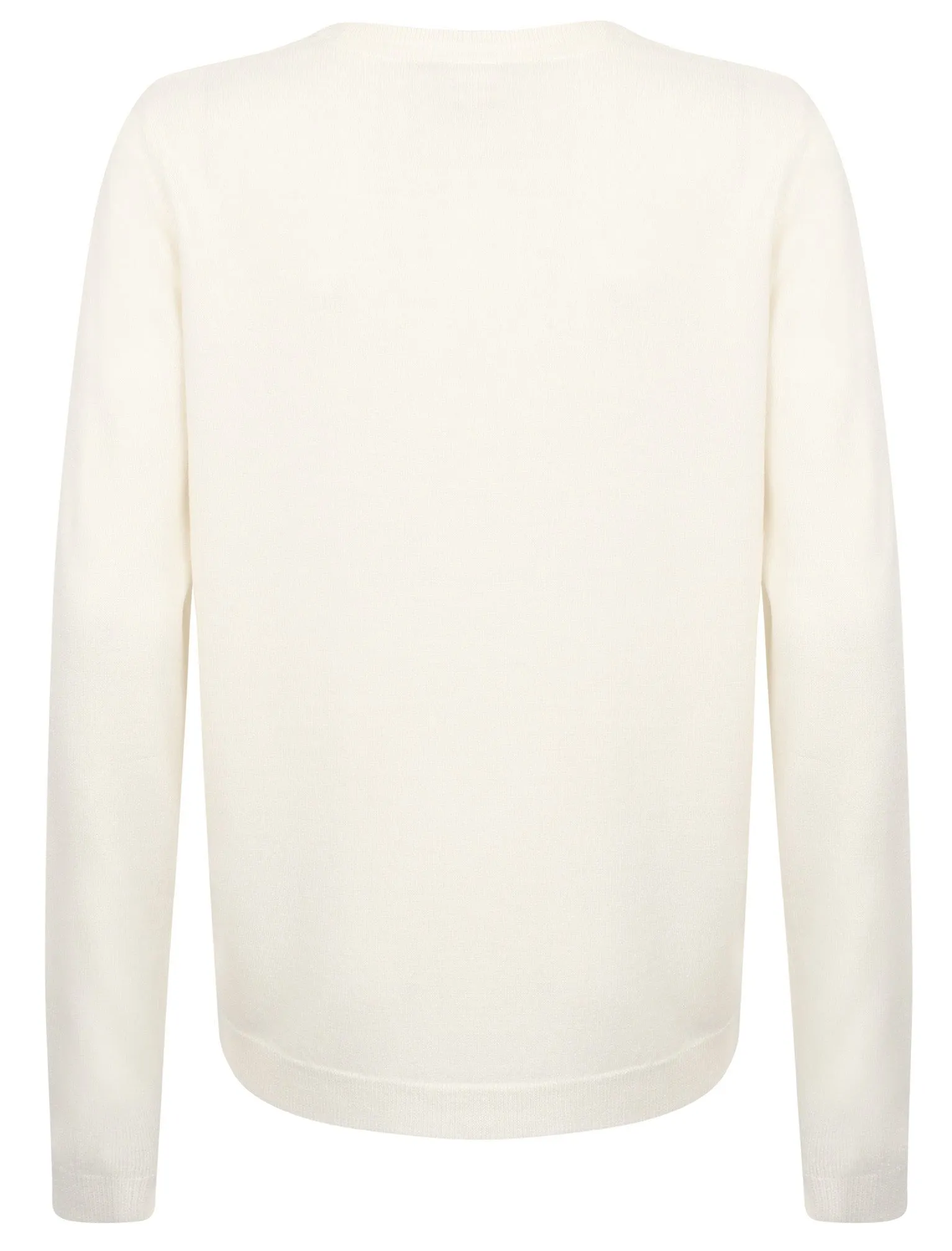 Obama2 Crew Neck Knit Jumper In Clean Cream - Plum Tree