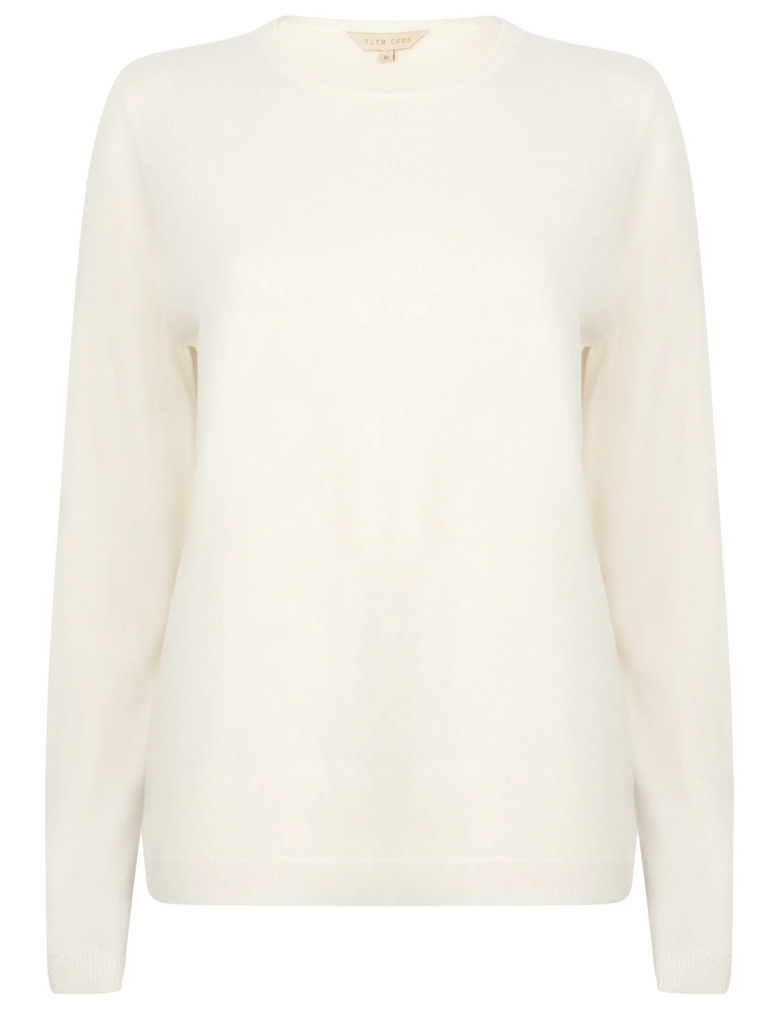 Obama2 Crew Neck Knit Jumper In Clean Cream - Plum Tree