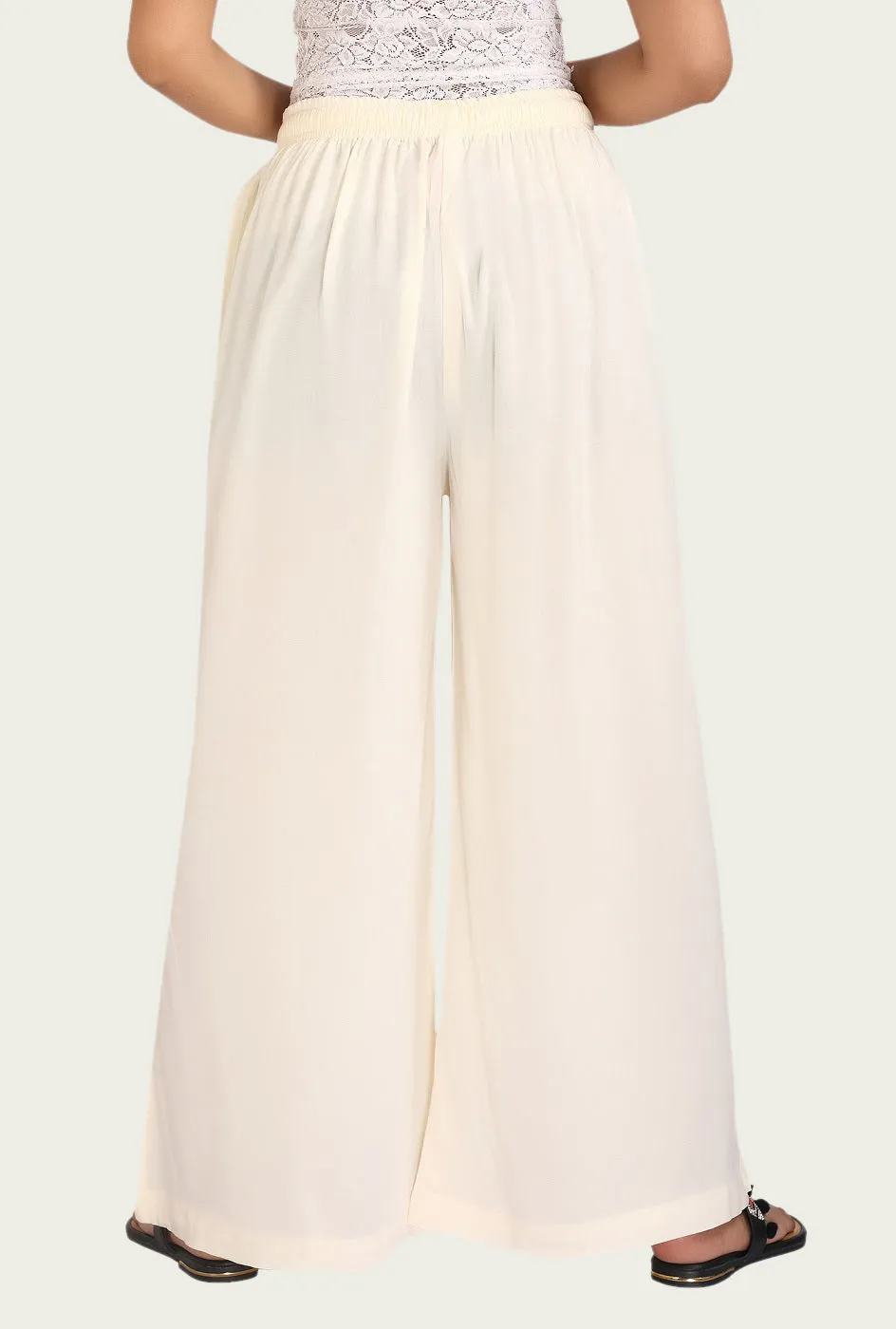Off white Rayon Flared Palazzo