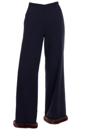 ON HOLD // 1990s Isaac Mizrahi Lined Wool Trousers w Mink Fur Trim