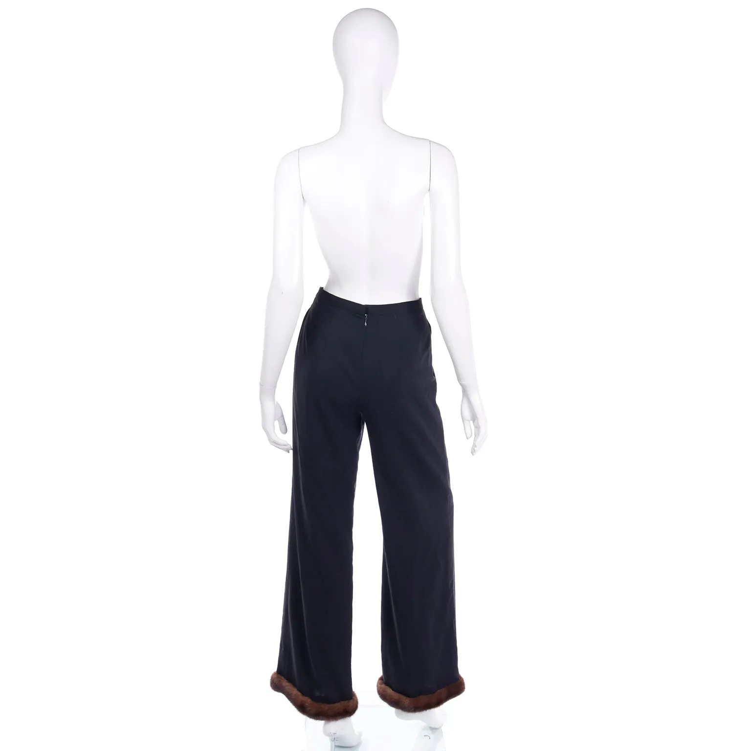 ON HOLD // 1990s Isaac Mizrahi Lined Wool Trousers w Mink Fur Trim