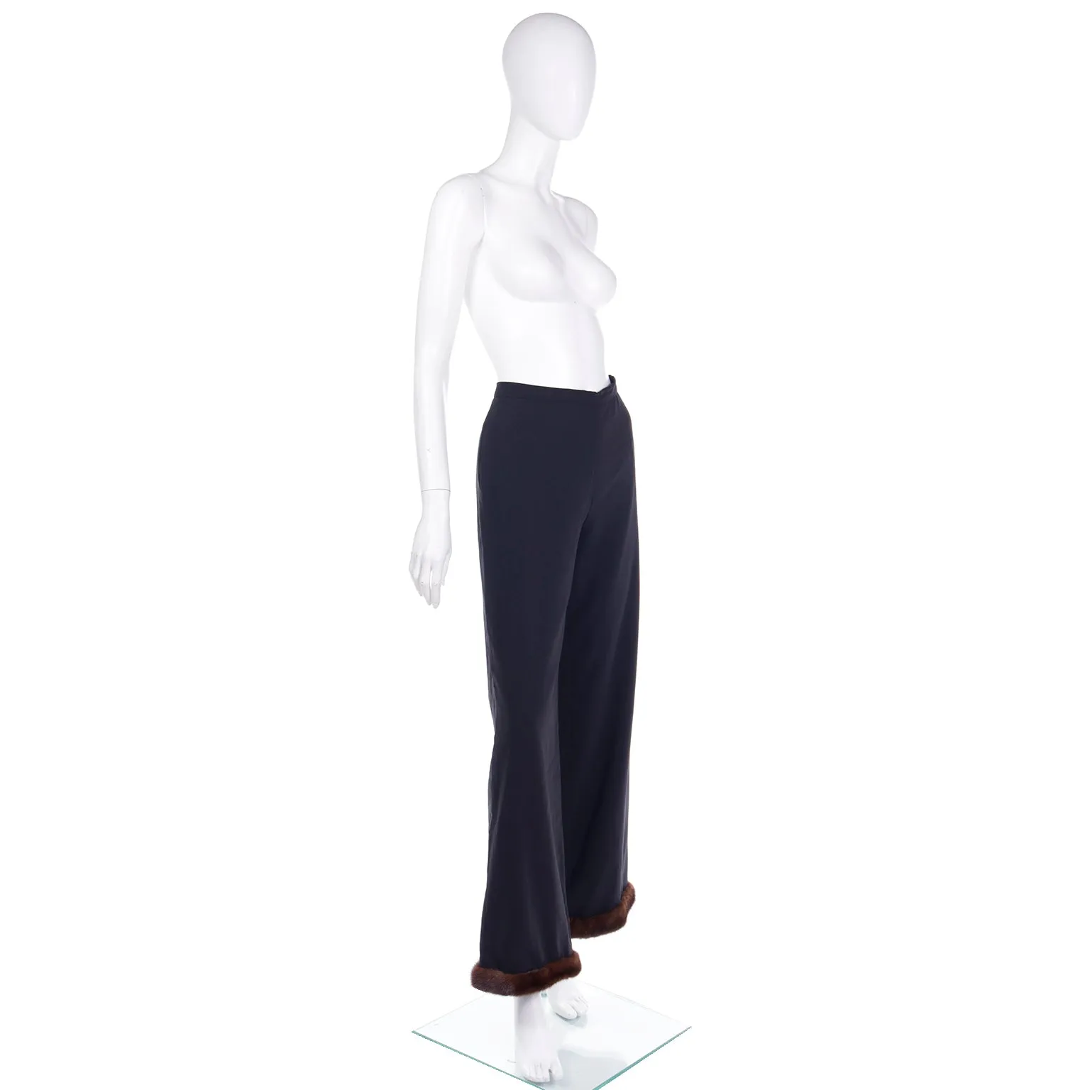 ON HOLD // 1990s Isaac Mizrahi Lined Wool Trousers w Mink Fur Trim