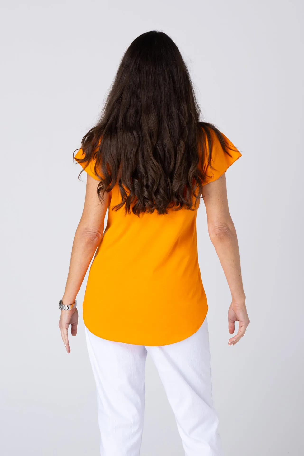 Orange Cotton Sports Knit Short Sleeve Top