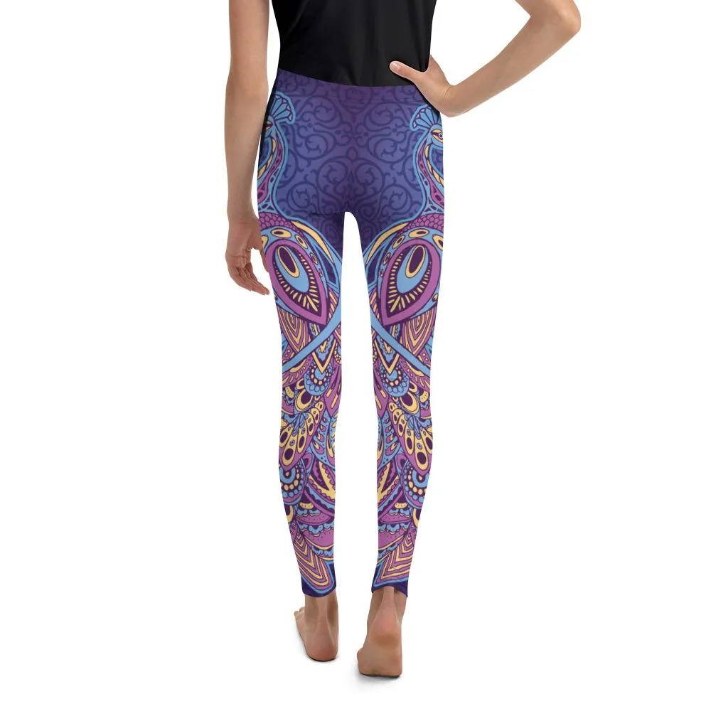 Ornamental Peacock Youth Leggings