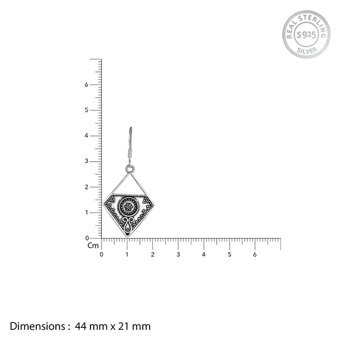 Oxidised Silver Precious Dangler Earrings