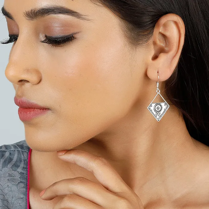 Oxidised Silver Precious Dangler Earrings