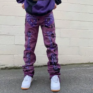 Personalized street style men's cashew flower print trousers