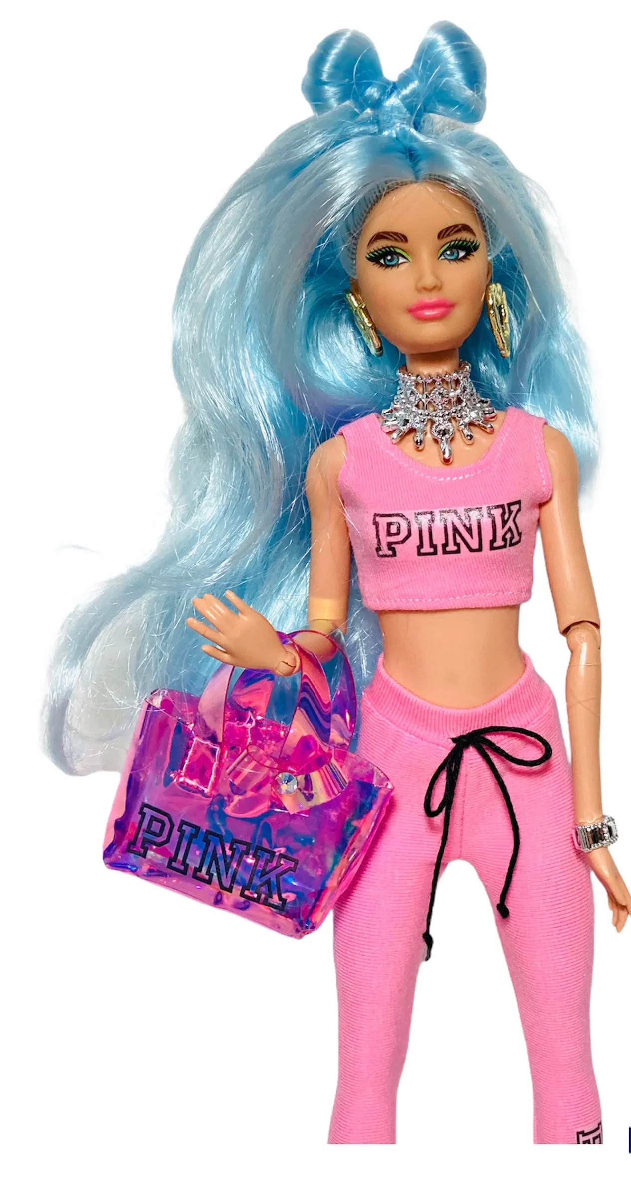 Pink crop top for Barbie Dolls with logo