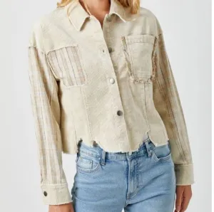 Plaid Contrasting Corduroy Jacket