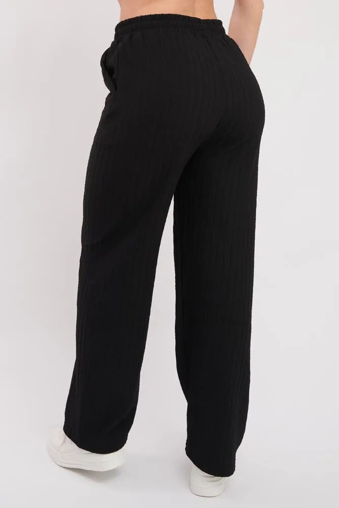 Plain Knit Open Hem Pocket Trousers