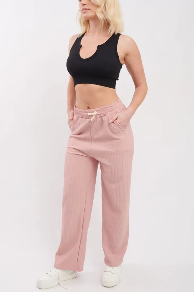 Plain Knit Open Hem Pocket Trousers
