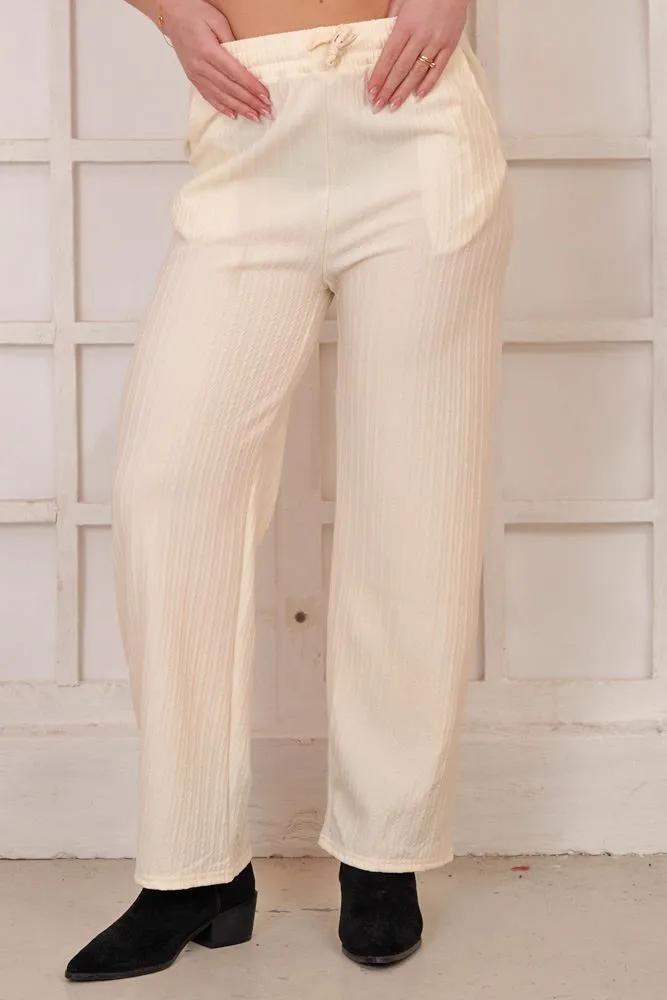 Plain Knit Open Hem Pocket Trousers