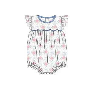 pre-order SR0640 baby girl flower short sleeve romper