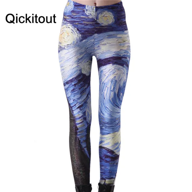 Qickitout Leggings 2016 Women AURORA SKYE HEX COLOUR Rainbow Cloud Black Green Muscle Mermaid Leggings Plus Size Drop SHIPPING