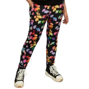Rainbow Ginkgo Leaves Kids Leggings with Pockets