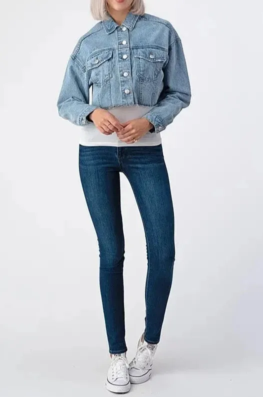 Raw Edge Medium Washed Denim Jacket