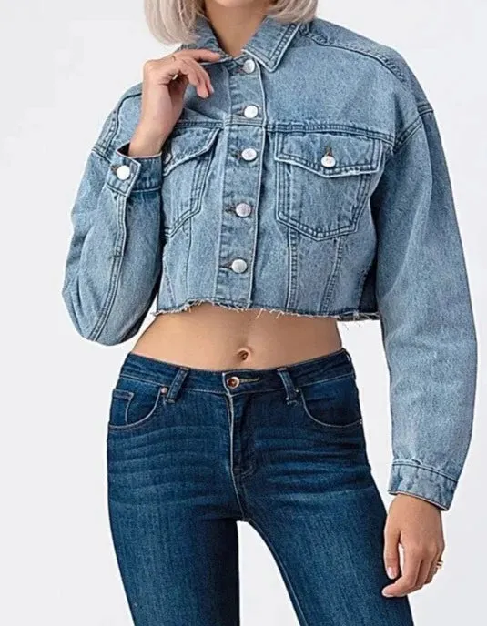 Raw Edge Medium Washed Denim Jacket