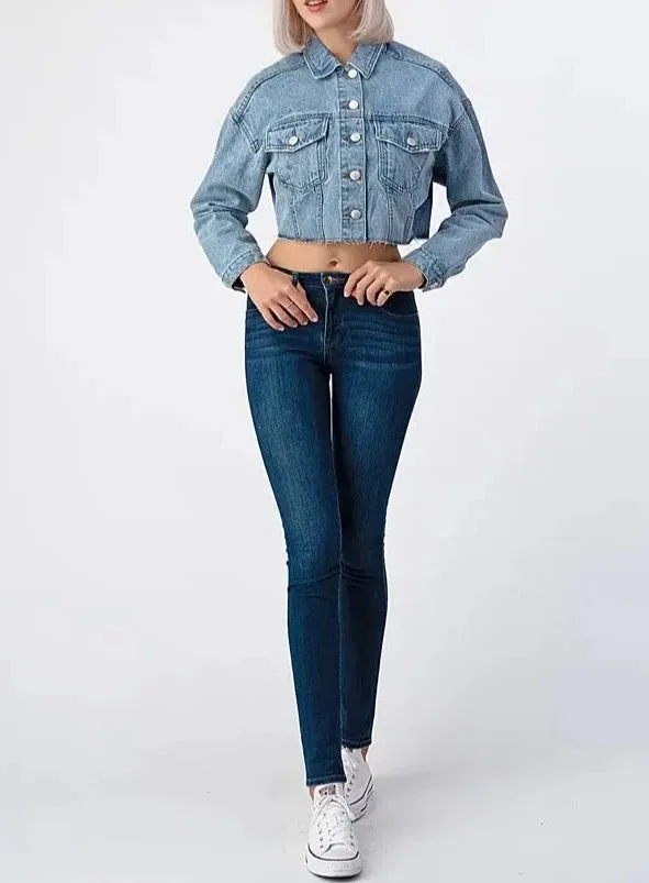 Raw Edge Medium Washed Denim Jacket
