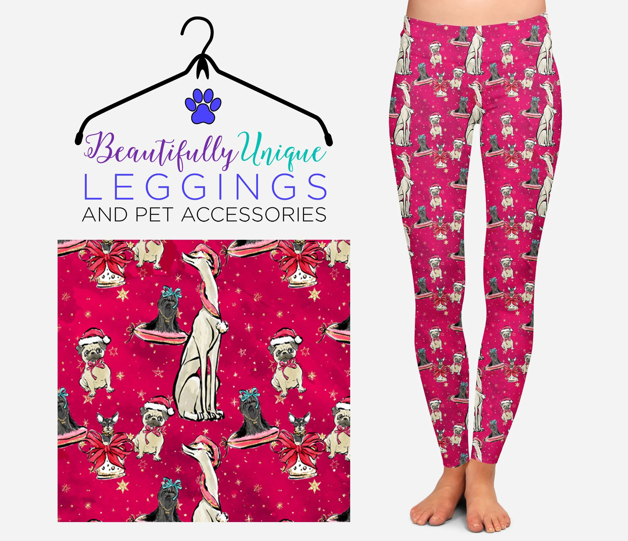 Red Christmas Doggies All-Over-Print - High-quality Handcrafted Vibrant Leggings