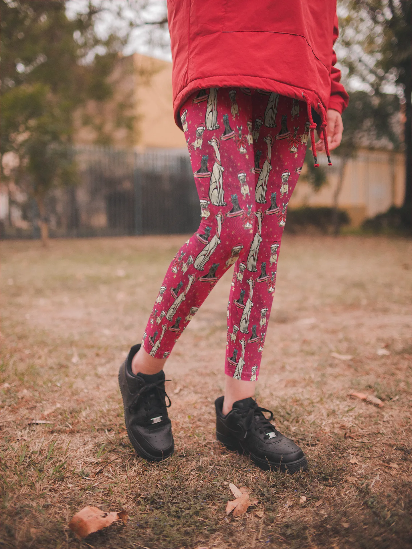 Red Christmas Doggies All-Over-Print - High-quality Handcrafted Vibrant Leggings