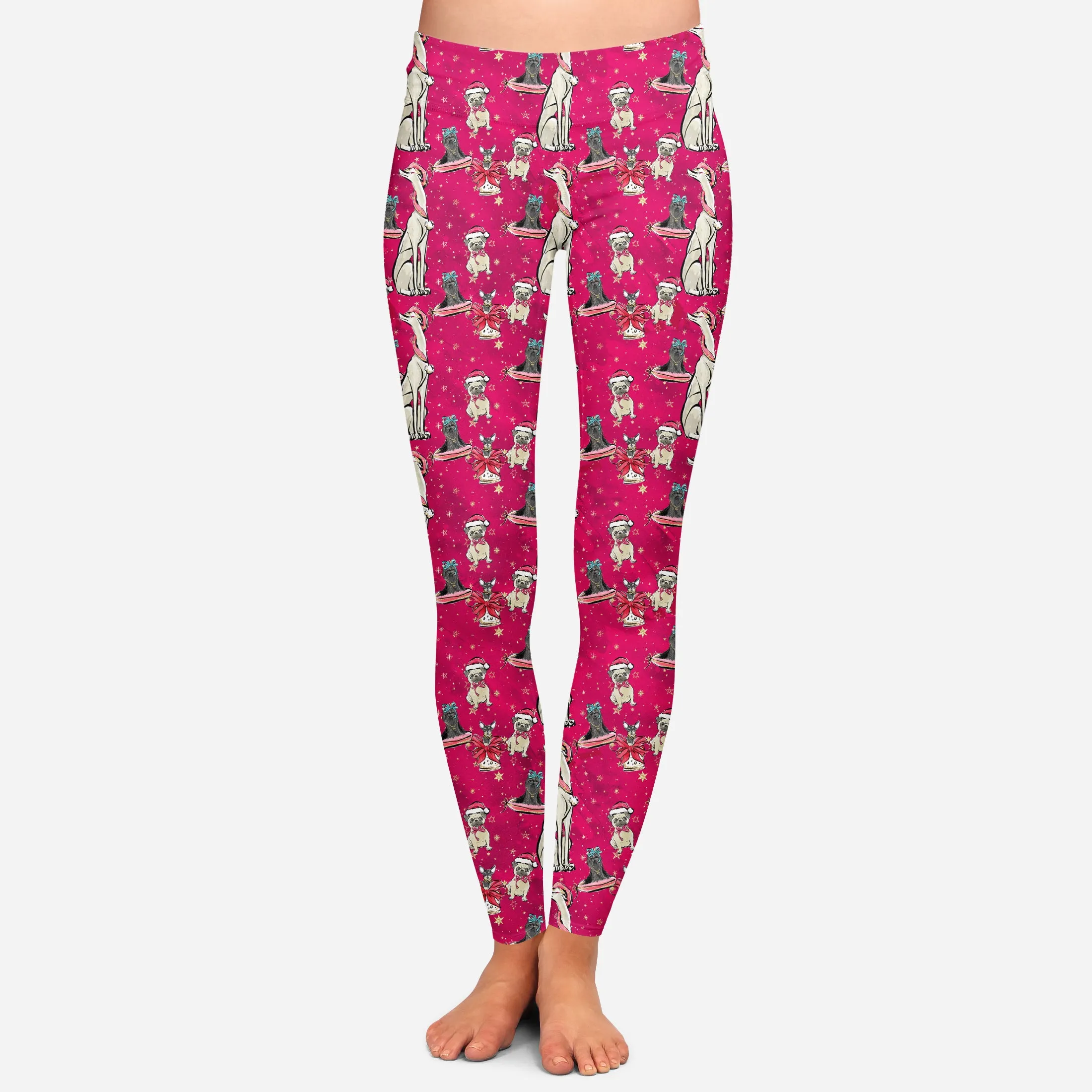 Red Christmas Doggies All-Over-Print - High-quality Handcrafted Vibrant Leggings