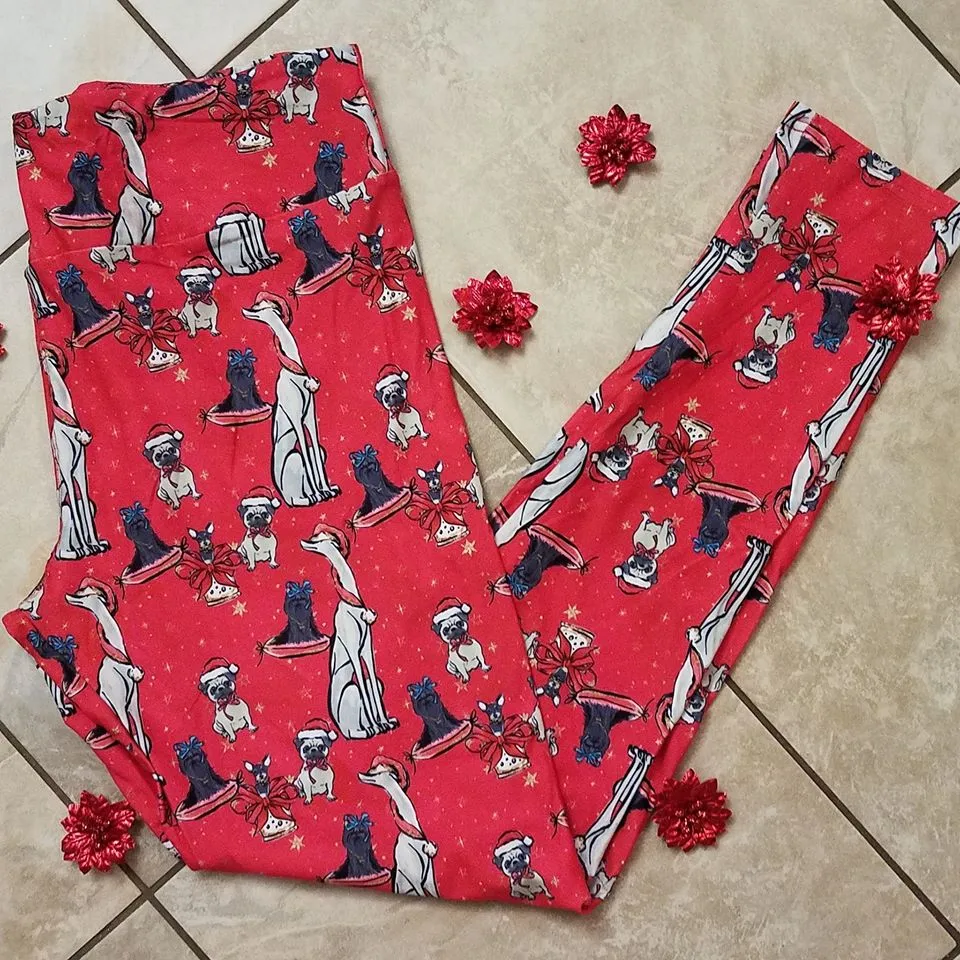 Red Christmas Doggies All-Over-Print - High-quality Handcrafted Vibrant Leggings