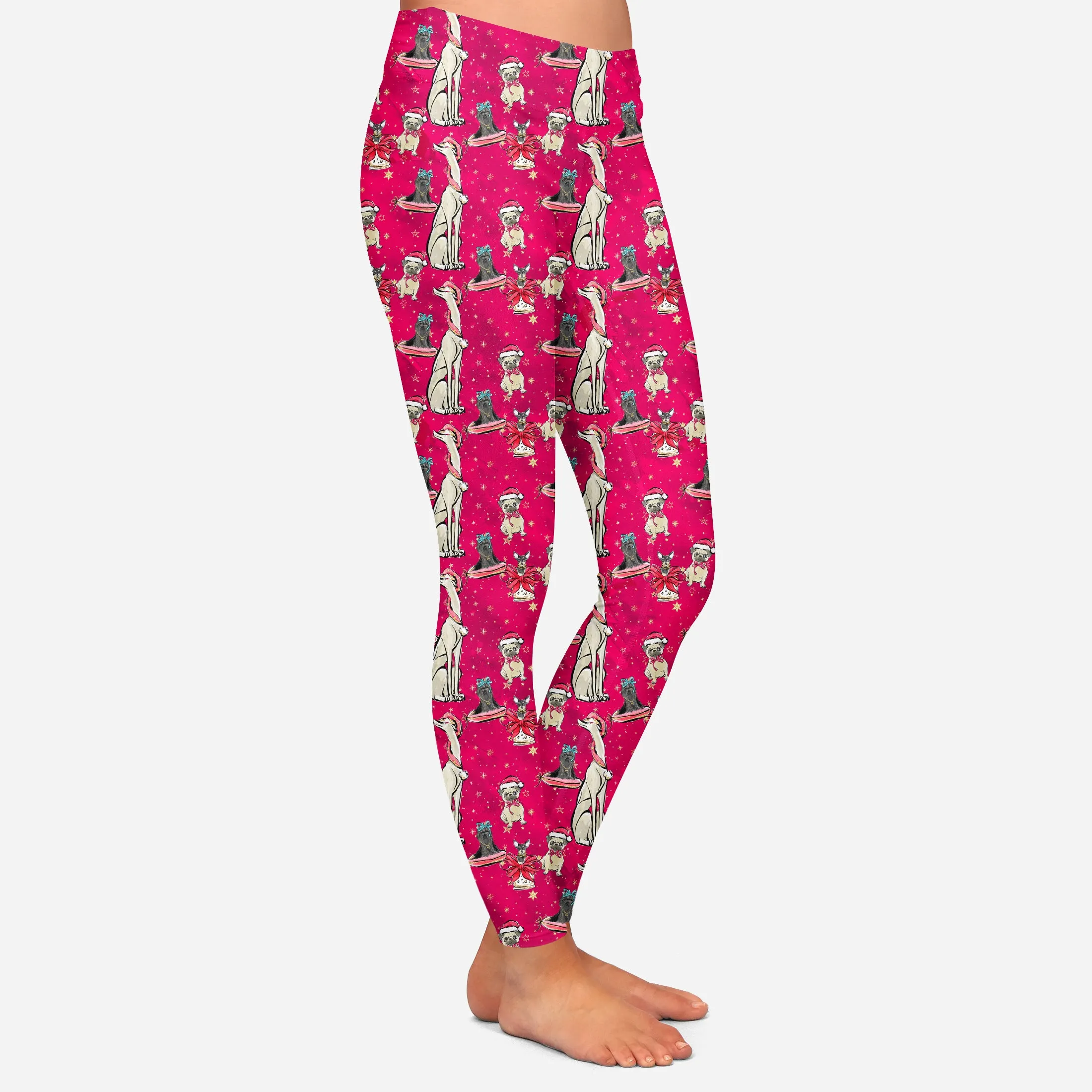 Red Christmas Doggies All-Over-Print - High-quality Handcrafted Vibrant Leggings