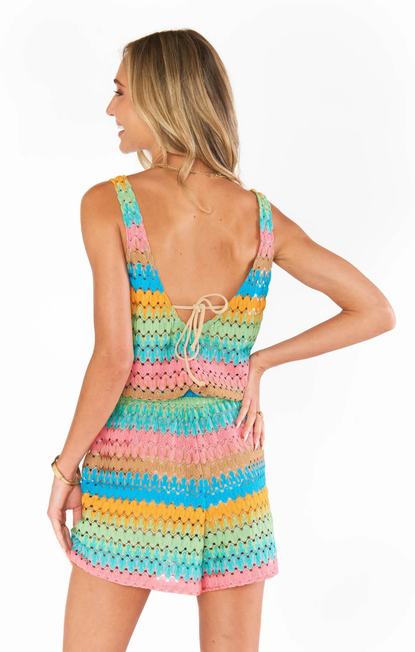 Ren Romper Multi Stripe Crochet