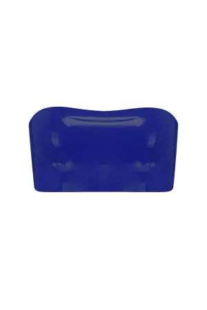Royalblue Navy Latex Bandeau Crop Top