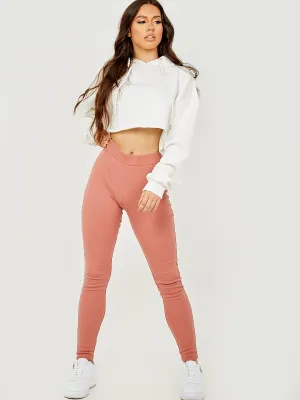 Ruth Seam Detail Ribbed Leggings In Pink