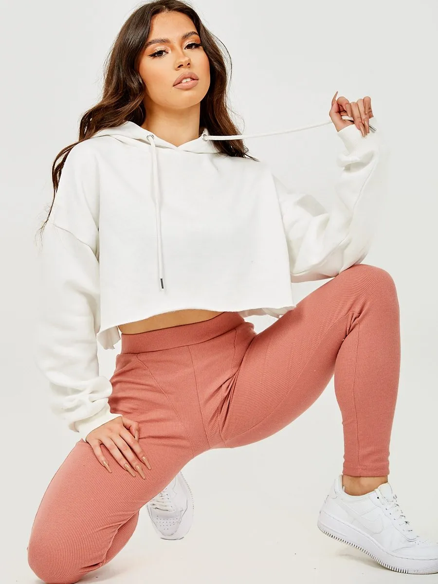 Ruth Seam Detail Ribbed Leggings In Pink