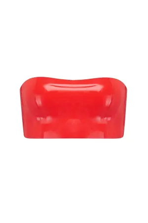 Scarlet Red Latex Bandeau Crop Top