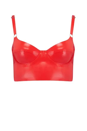 Scarlet Red Latex Full Cup Longline Bra