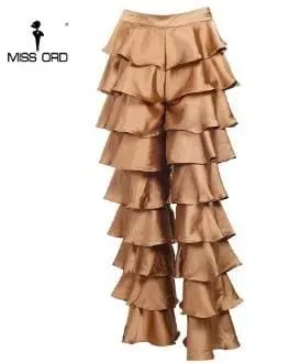Sexy Cascading Zip Satin Fabric Pants