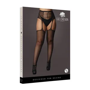 Shots Le Desir High-Waist Garter Belt Stockings Black Queen Size