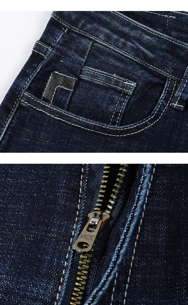 Skinny Ripped Embroidered Arrow Tapered Jeans - Dark Blue