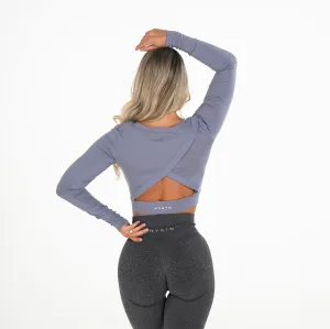 Smokey Blue Form Long Sleeve Crop